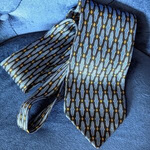Richel Royal 100%Silk Handmade in Spain Blue Black Gold Necktie